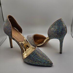 Vigo Fiore Multicolor Rhinestone Pointed Toe Heels – Size 7.5